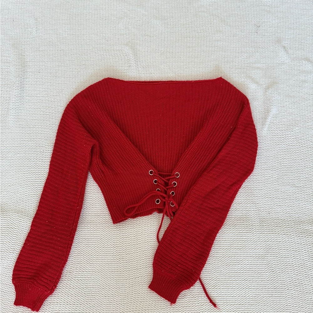 Red Off-the-Shoulder Sweater